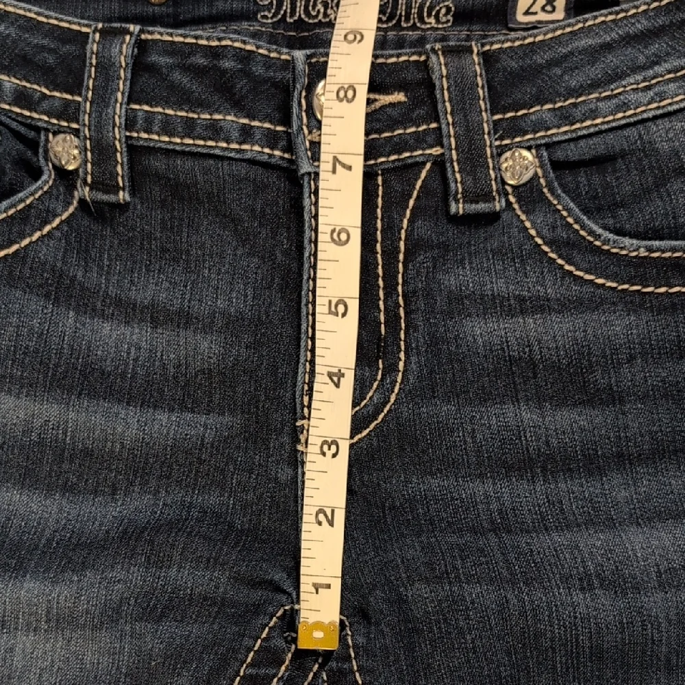 Miss Me Dark Blue Jeans with Black and White Embellishments - Picture 5 of 9